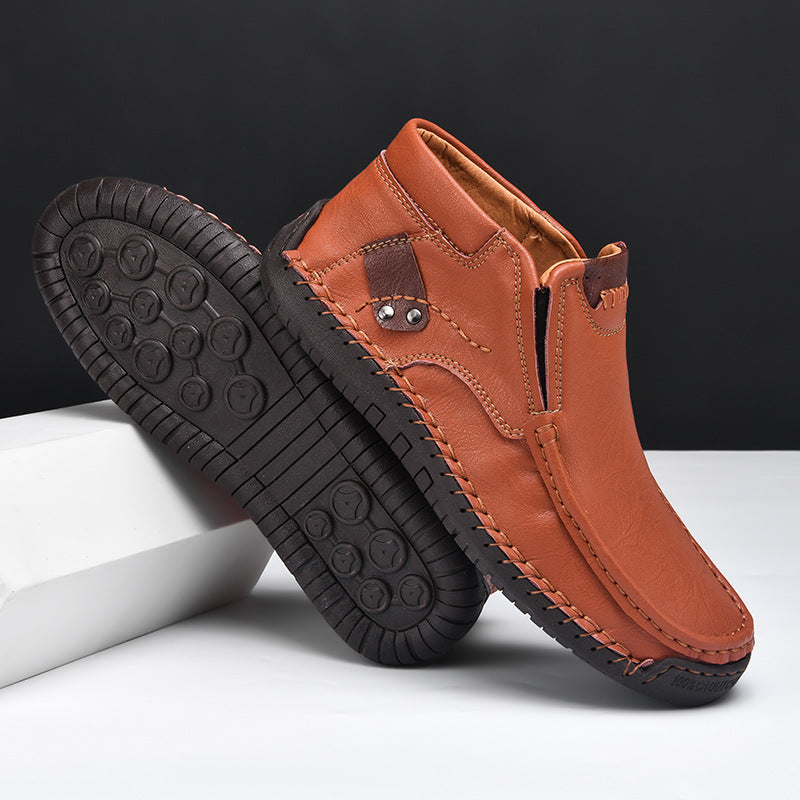 Męskie buty casual ze skóry ekologicznej – wygodne półbuty codzienne z antypoślizgową podeszwą