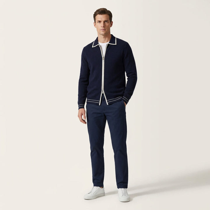 Ekskluzywna męska bluza dzianinowa z 100% wełny merino zapinana na zamek