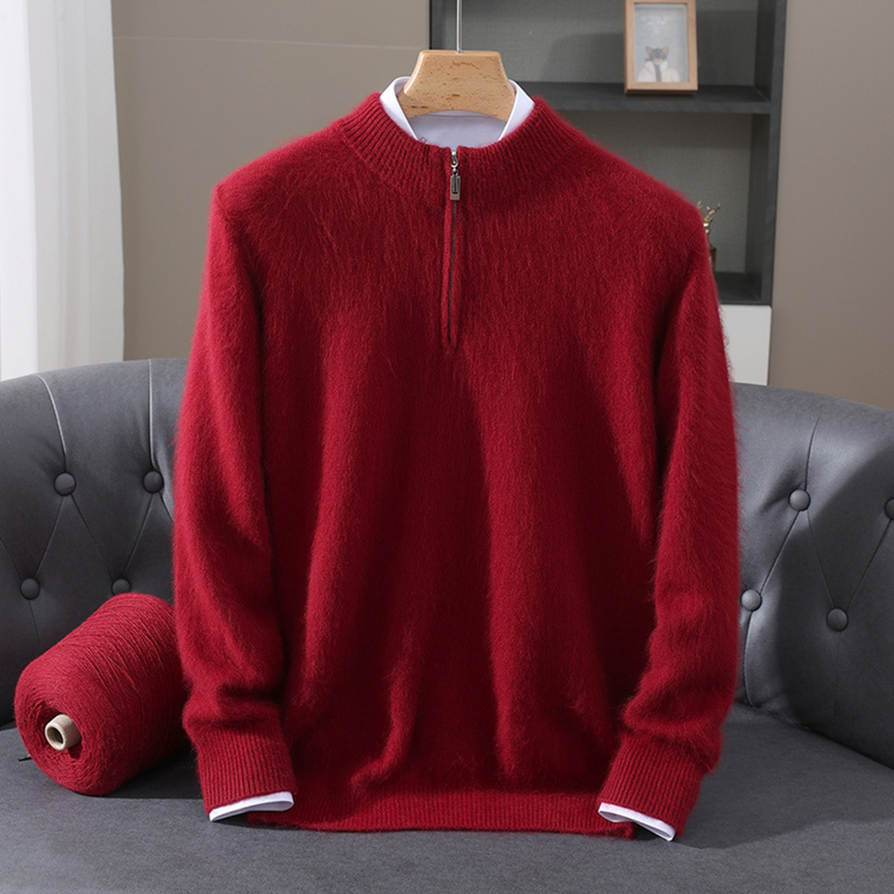 Męski sweter z wełny i kaszmiru – zamek pod szyją, ciepły i elegancki pulower z półgolfem