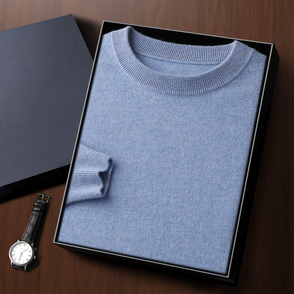Męski sweter z kaszmirem i wełną – klasyczny krój, miękki i elegancki pulower na chłodne dni
