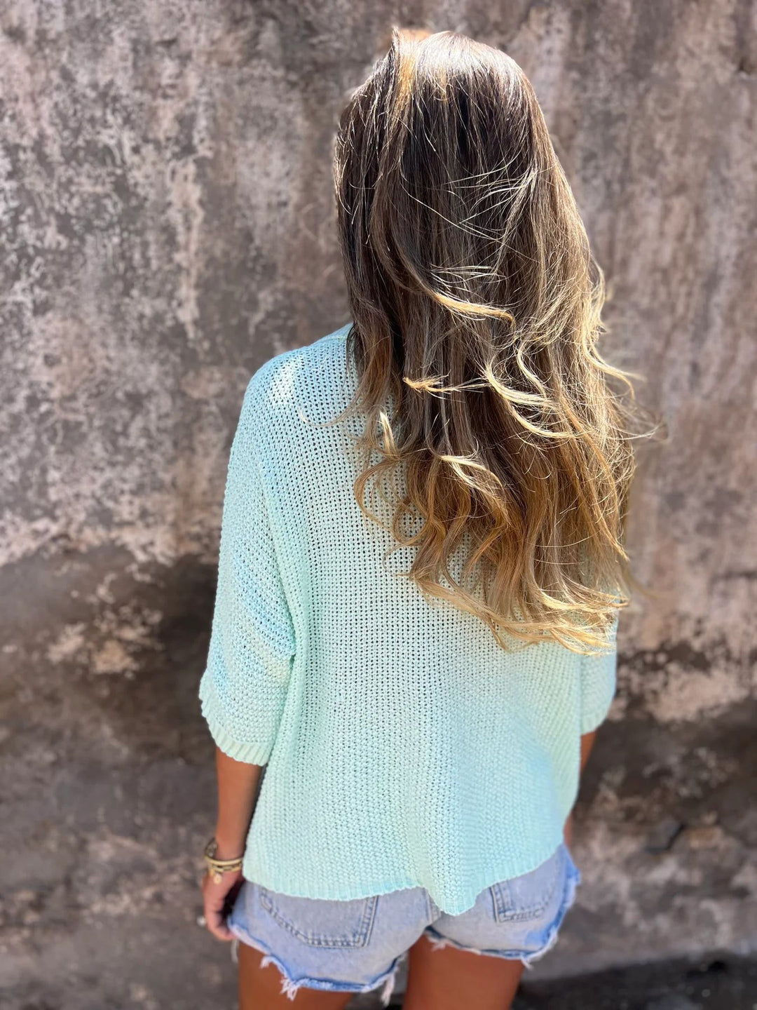 Sofia | Casualowa Bluzka z Dzianiny z Dekoltem w Serek