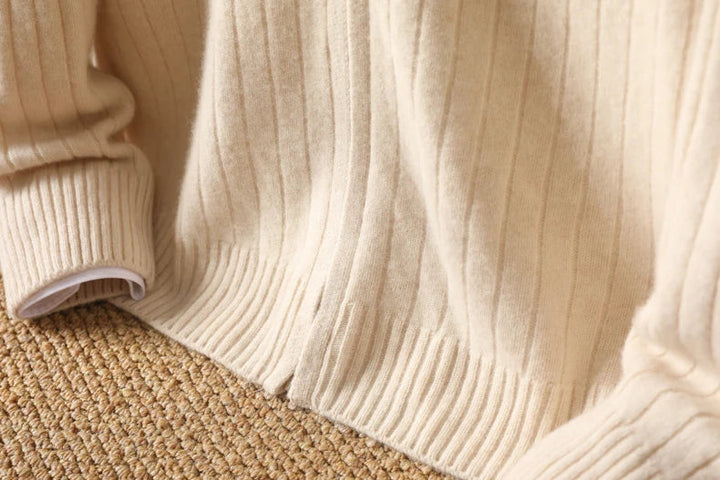 Sweter męski z 100% wełny merynosów ze stójką i zamkiem – prążkowany i stylowy