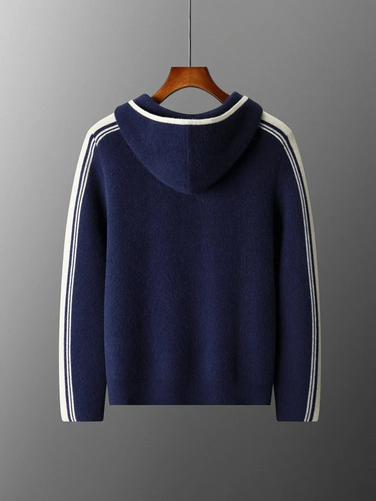 Męski komplet dzianinowy z 100% wełny merino – bluza na zamek i spodnie