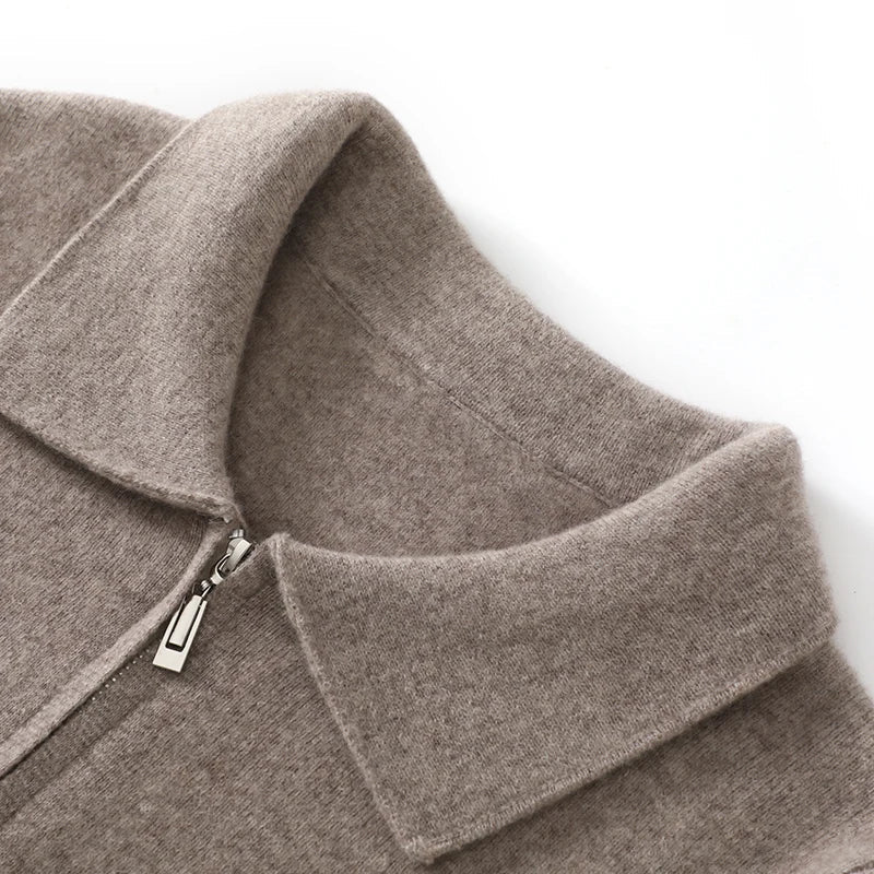 Sweter męski zapinany na zamek z czystej wełny merynosów – elegancki i ciepły