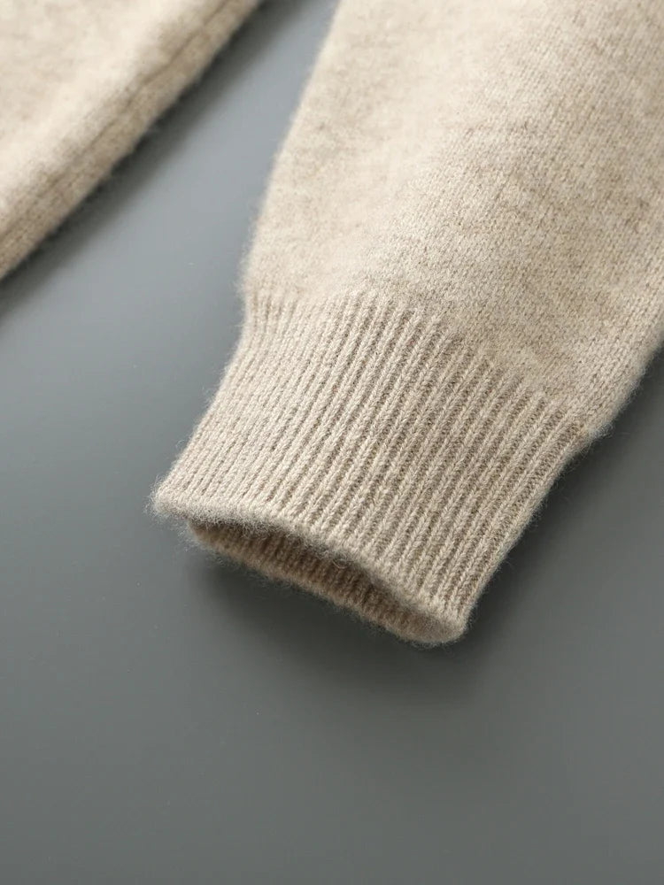 Męski sweter rozpinany z wełny merino – 100% australijska wełna, elegancki kardigan z zamkiem