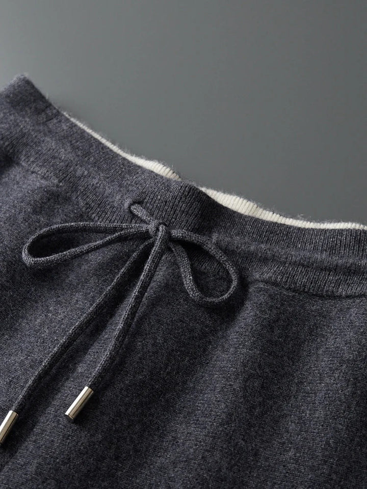Męski komplet dzianinowy z 100% wełny merino – bluza na zamek i spodnie