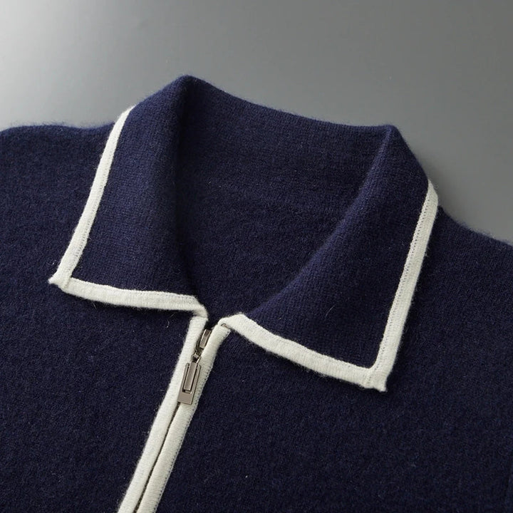 Ekskluzywna męska bluza dzianinowa z 100% wełny merino zapinana na zamek