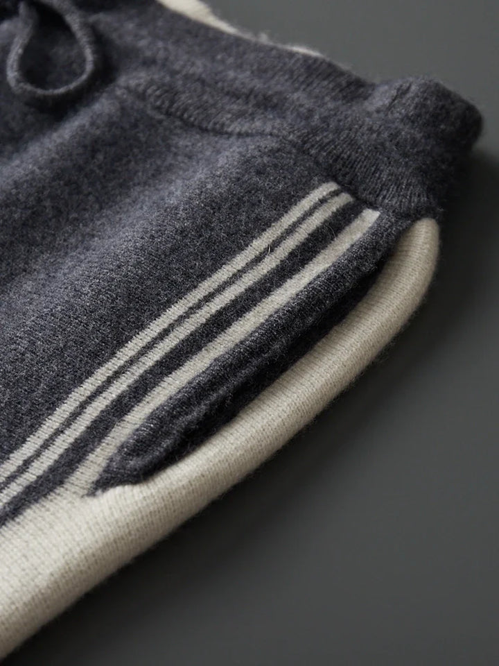 Męski komplet dzianinowy z 100% wełny merino – bluza na zamek i spodnie