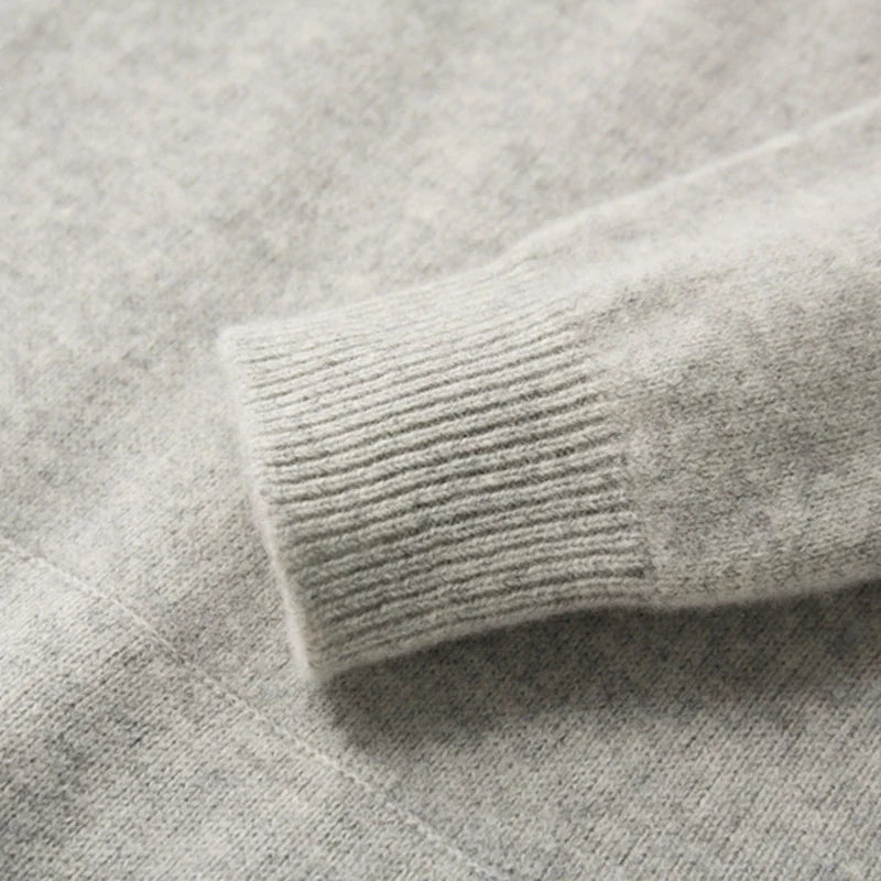 Sweter męski z 100% wełny merynosów – z kapturem i kieszenią, styl casual