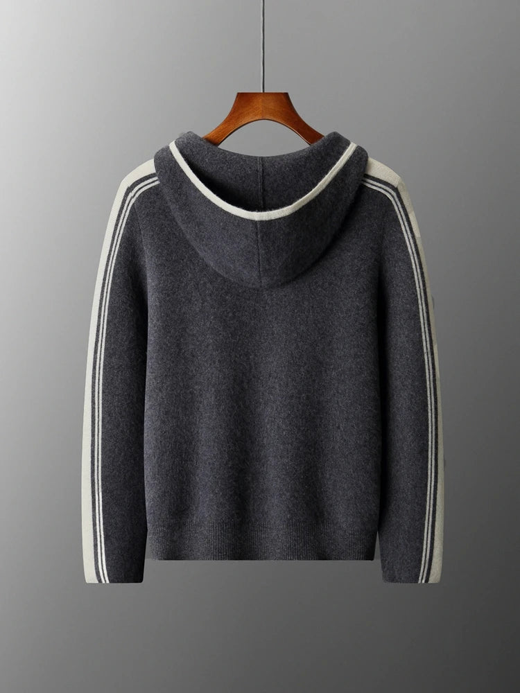 Męski komplet dzianinowy z 100% wełny merino – bluza na zamek i spodnie