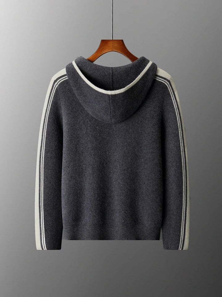 Męski komplet dzianinowy z 100% wełny merino – bluza na zamek i spodnie