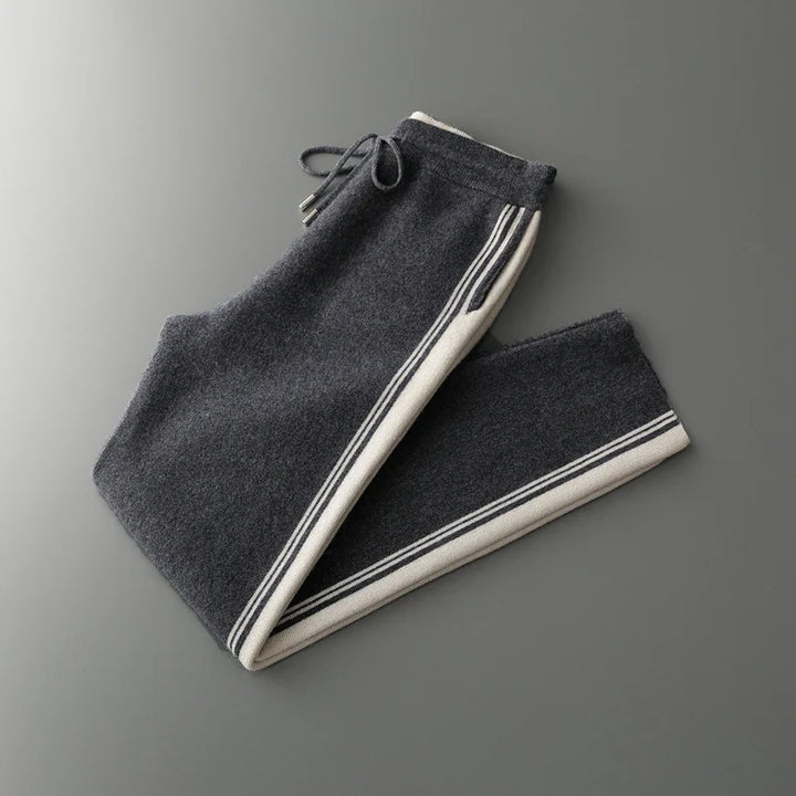 Męski komplet dzianinowy z 100% wełny merino – bluza na zamek i spodnie