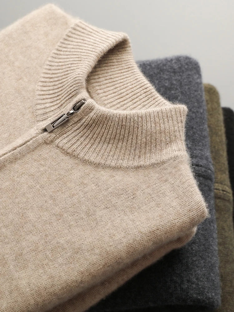 Męski sweter rozpinany z wełny merino – 100% australijska wełna, elegancki kardigan z zamkiem