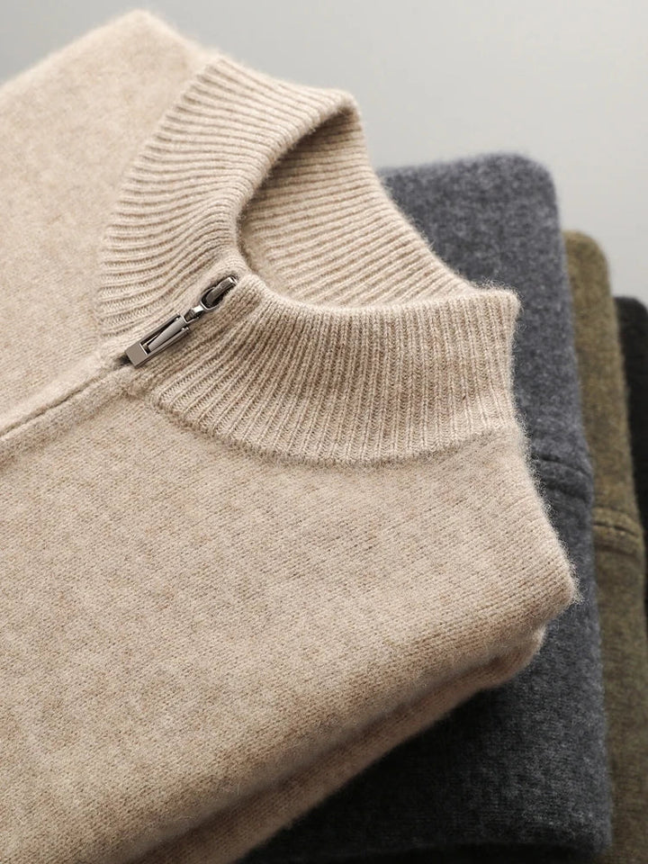 Męski sweter rozpinany z wełny merino – 100% australijska wełna, elegancki kardigan z zamkiem