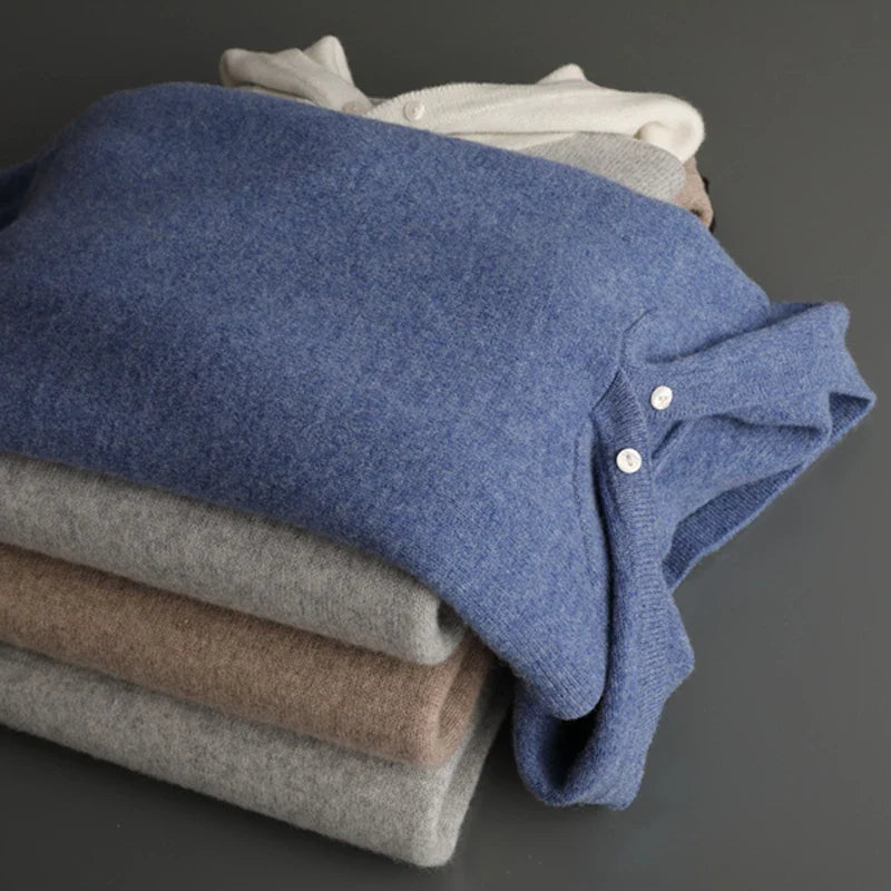 Sweter męski z 100% wełny merynosów – z kapturem i kieszenią, styl casual