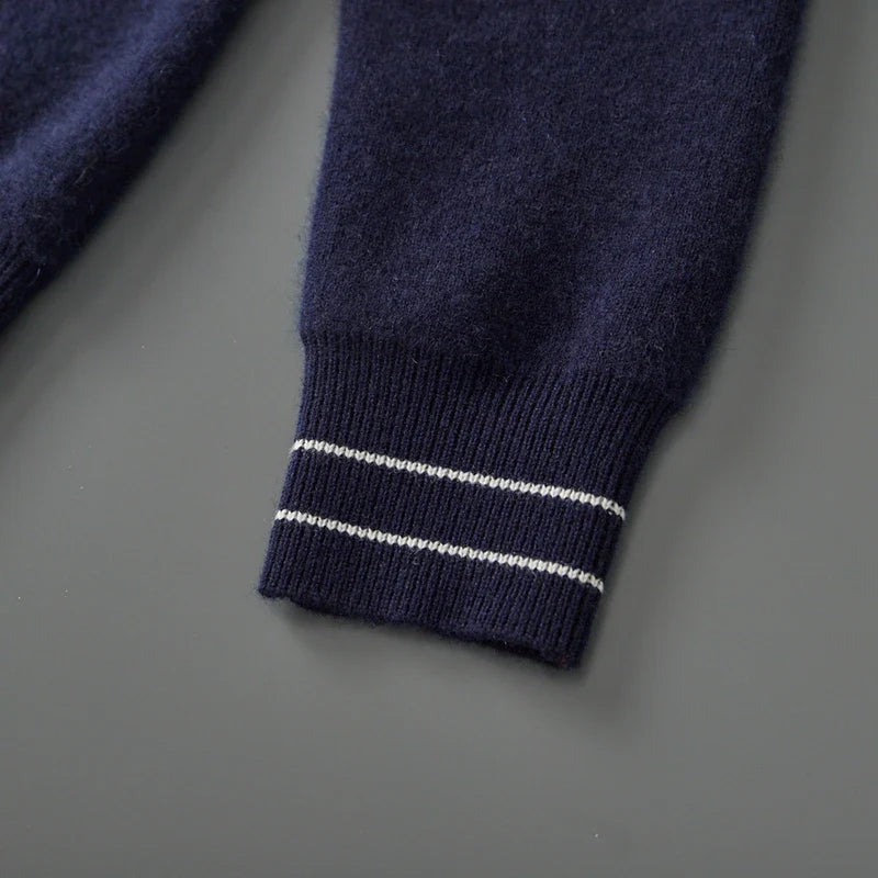 Ekskluzywna męska bluza dzianinowa z 100% wełny merino zapinana na zamek