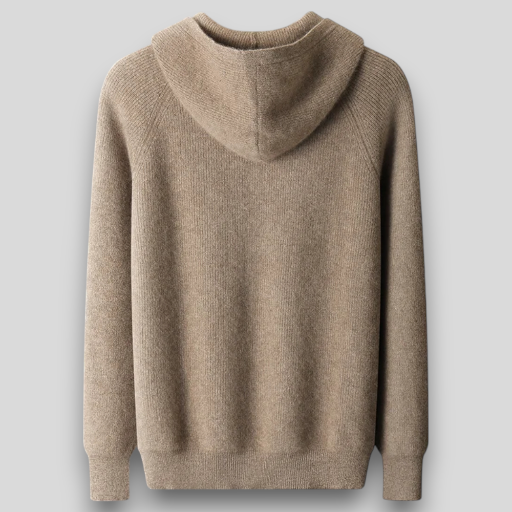 Męska bluza z kapturem z wełny merino – 100% naturalna wełna, rozpinana, ciepła i oddychająca