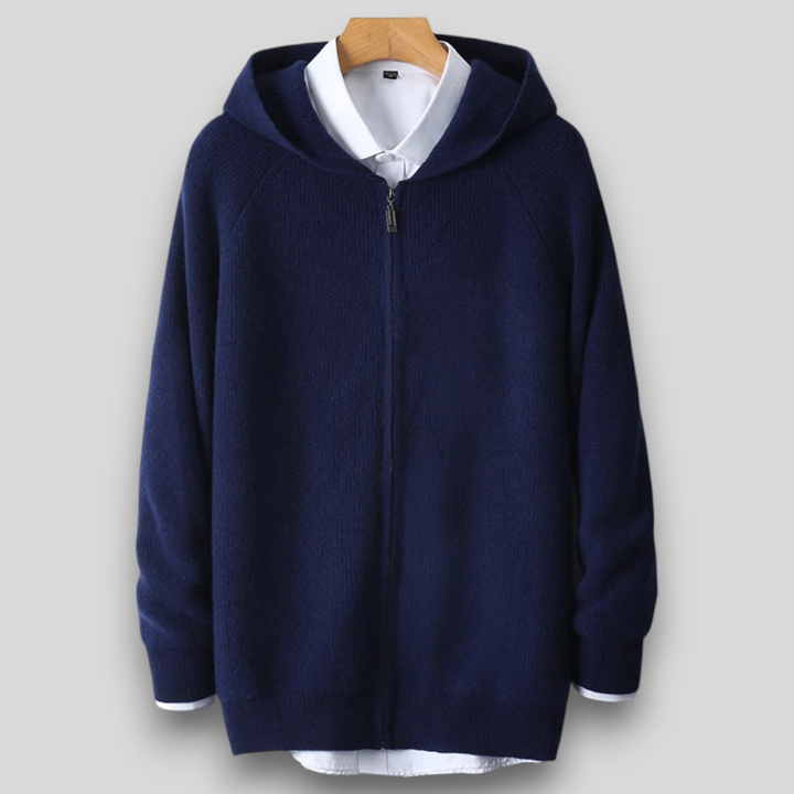 Męska bluza z kapturem z wełny merino – 100% naturalna wełna, rozpinana, ciepła i oddychająca