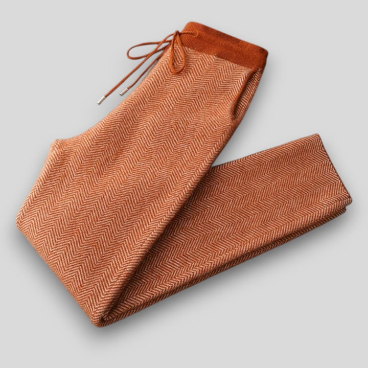 Ekskluzywne spodnie męskie z wełny merino – 100% merino, wzór jodełki