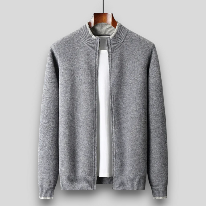 Męska bluza dzianinowa z wełny merino – 100% merino, zapinana na zamek