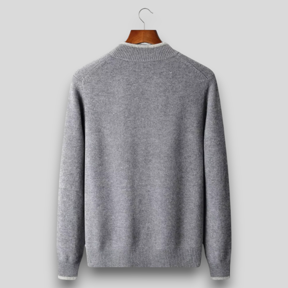 Męska bluza dzianinowa z wełny merino – 100% merino, zapinana na zamek