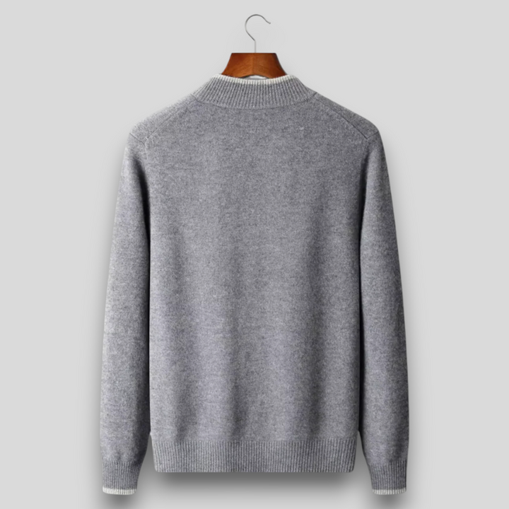 Męska bluza dzianinowa z wełny merino – 100% merino, zapinana na zamek