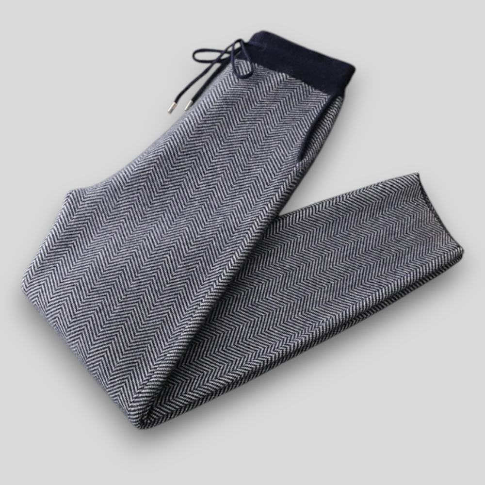 Ekskluzywne spodnie męskie z wełny merino – 100% merino, wzór jodełki