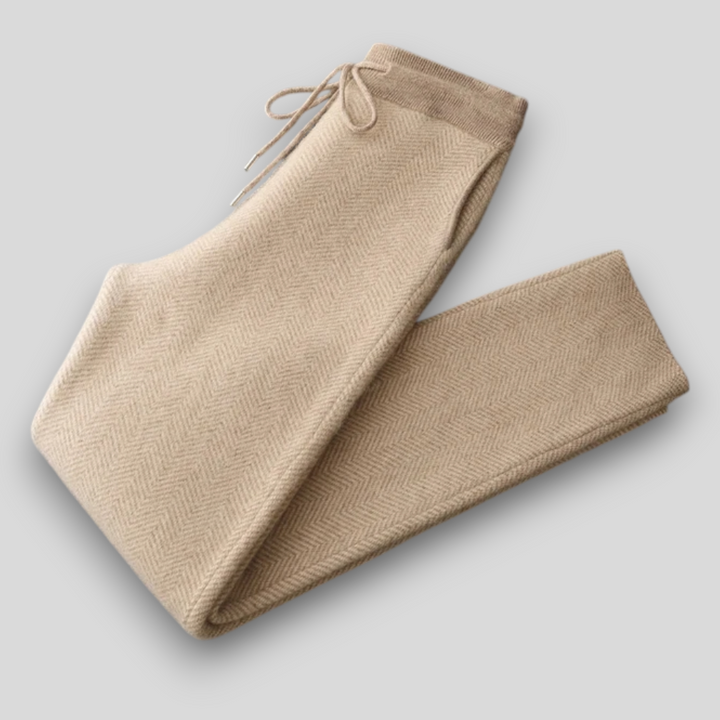 Ekskluzywne spodnie męskie z wełny merino – 100% merino, wzór jodełki