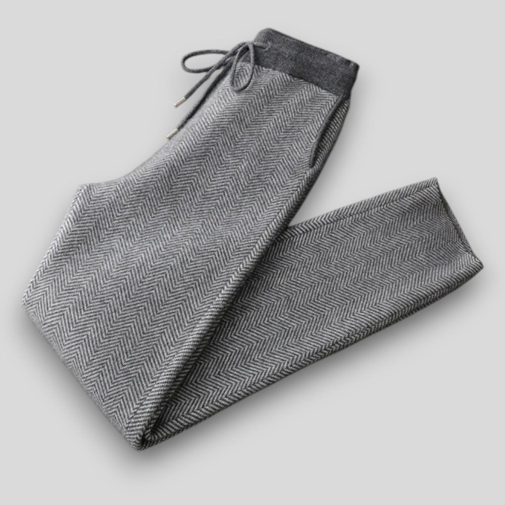 Ekskluzywne spodnie męskie z wełny merino – 100% merino, wzór jodełki