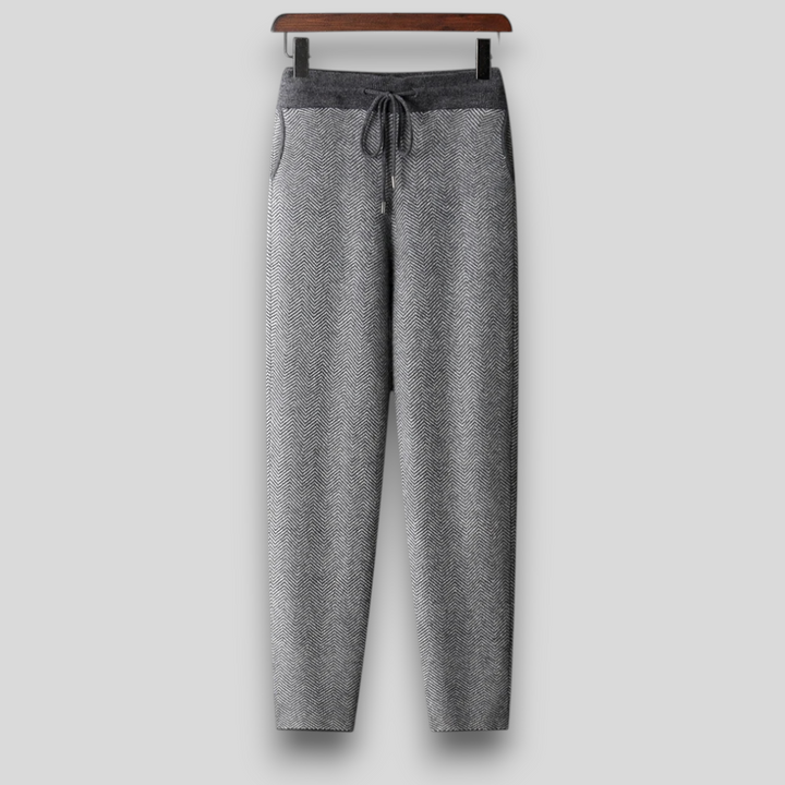 Ekskluzywne spodnie męskie z wełny merino – 100% merino, wzór jodełki