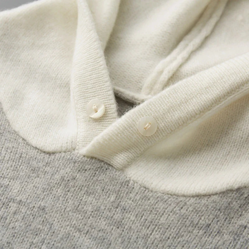 Sweter męski z 100% wełny merynosów – z kapturem i kieszenią, styl casual