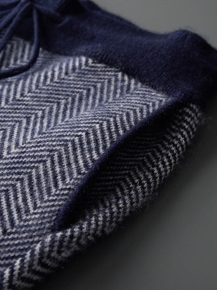 Ekskluzywne spodnie męskie z wełny merino – 100% merino, wzór jodełki
