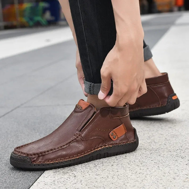Męskie buty casual ze skóry ekologicznej – wygodne półbuty codzienne z antypoślizgową podeszwą