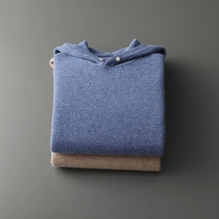 Sweter męski z 100% wełny merynosów – z kapturem i kieszenią, styl casual