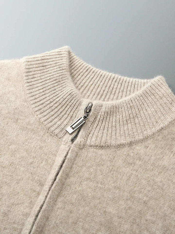 Męski sweter rozpinany z wełny merino – 100% australijska wełna, elegancki kardigan z zamkiem