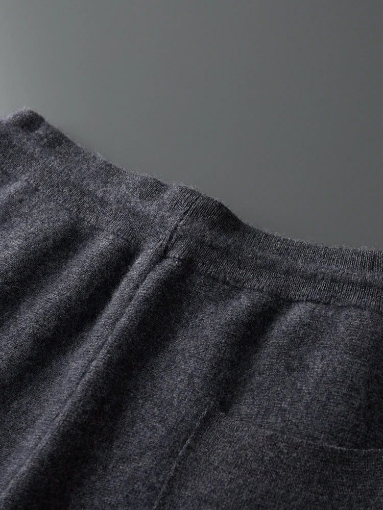 Męski komplet dzianinowy z 100% wełny merino – bluza na zamek i spodnie