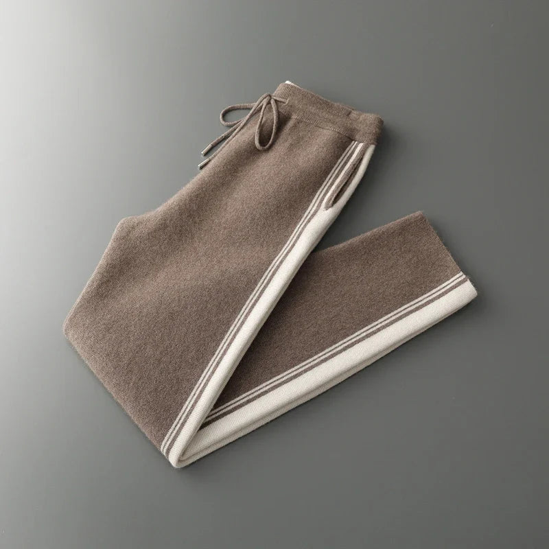 Męski komplet dzianinowy z 100% wełny merino – bluza na zamek i spodnie