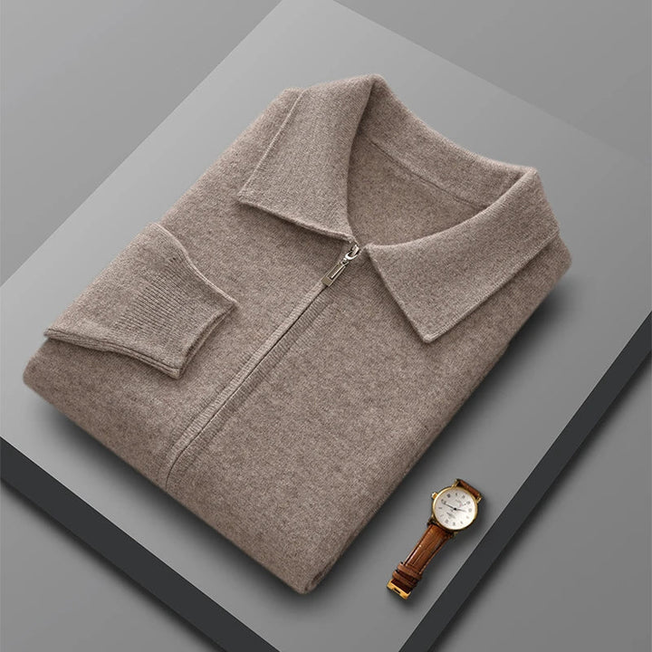 Sweter męski zapinany na zamek z czystej wełny merynosów – elegancki i ciepły