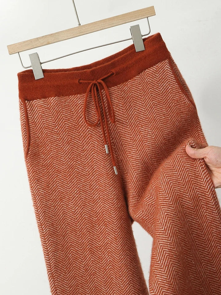 Ekskluzywne spodnie męskie z wełny merino – 100% merino, wzór jodełki
