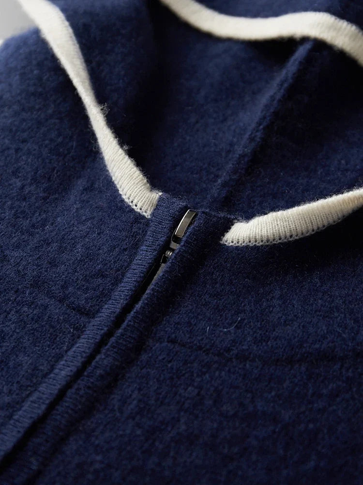Męski komplet dzianinowy z 100% wełny merino – bluza na zamek i spodnie