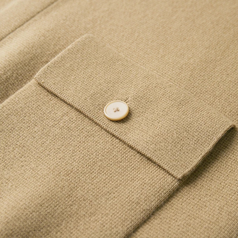 Sweter męski z 100% wełny merynosów – cardigan z kołnierzem i guzikami