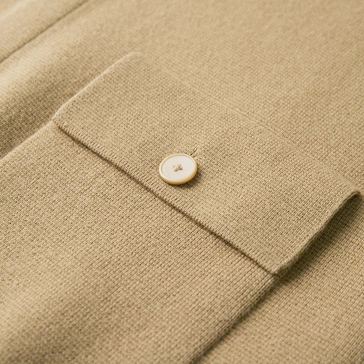 Sweter męski z 100% wełny merynosów – cardigan z kołnierzem i guzikami
