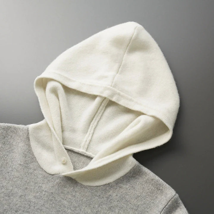 Sweter męski z 100% wełny merynosów – z kapturem i kieszenią, styl casual