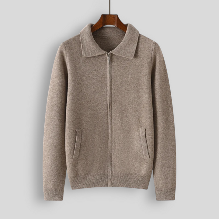 Sweter męski zapinany na zamek z czystej wełny merynosów – elegancki i ciepły