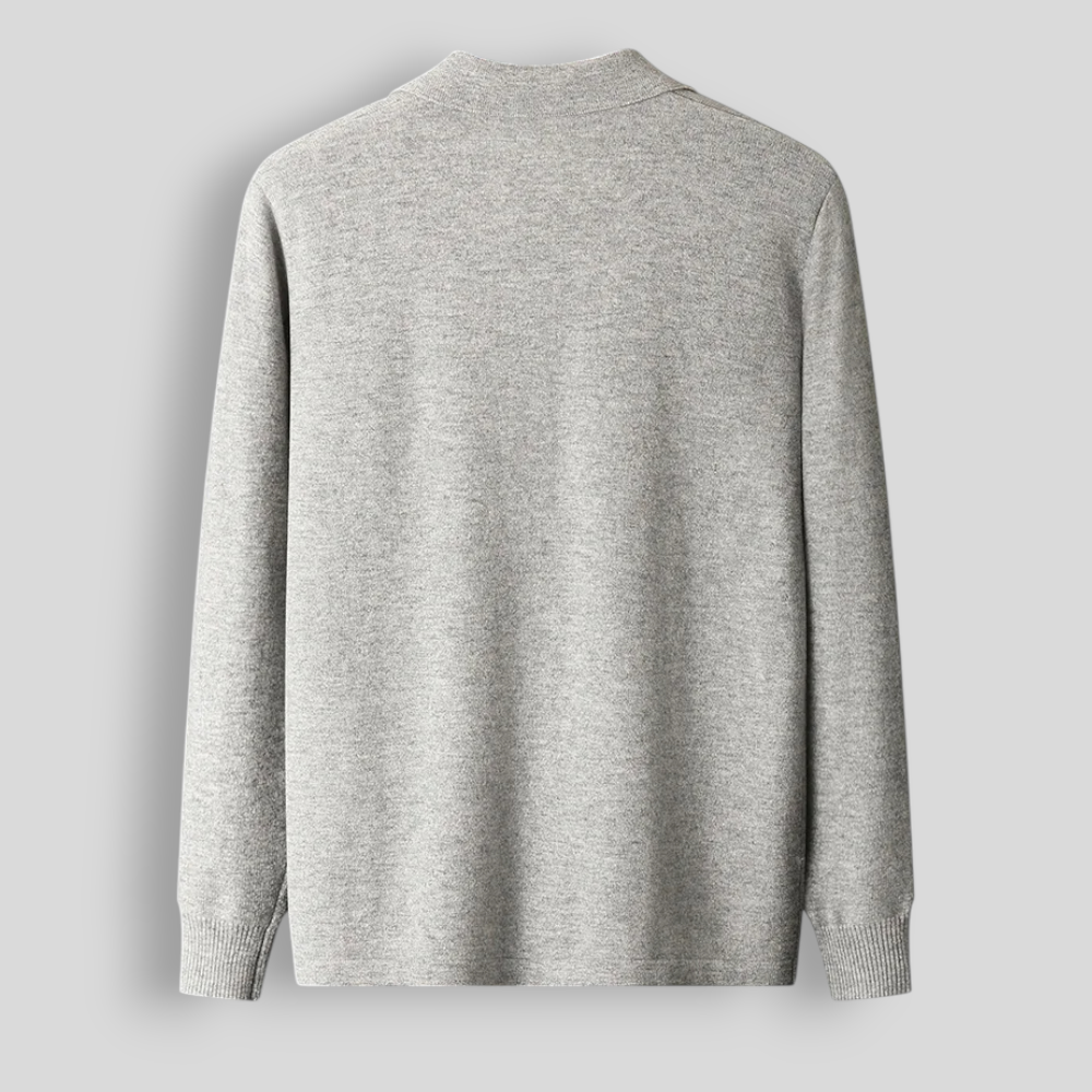 Sweter męski z wełny – zapinany na guziki, z kołnierzem koszulowym