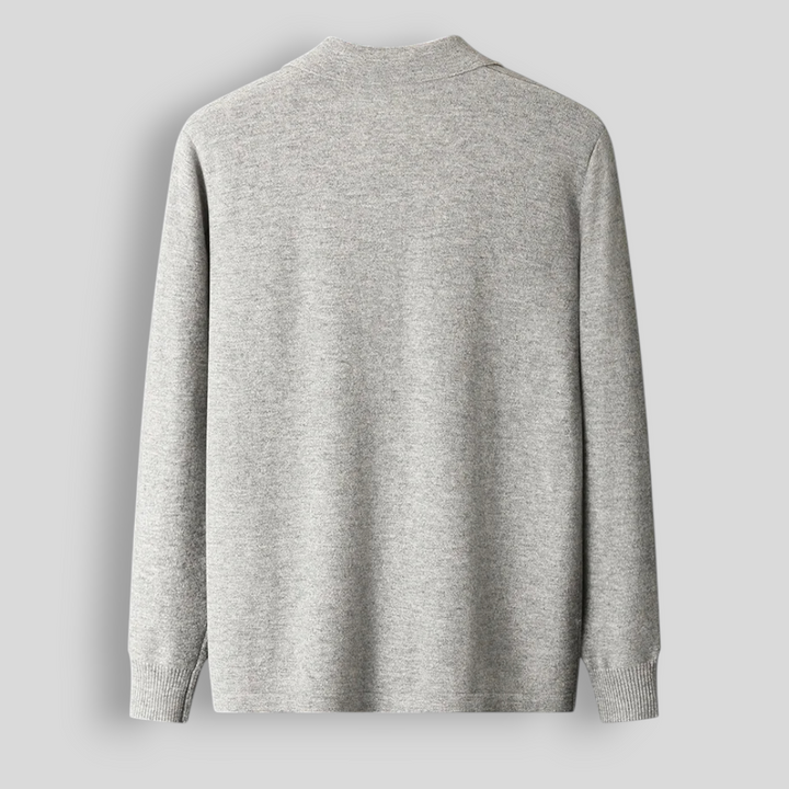 Sweter męski z wełny – zapinany na guziki, z kołnierzem koszulowym