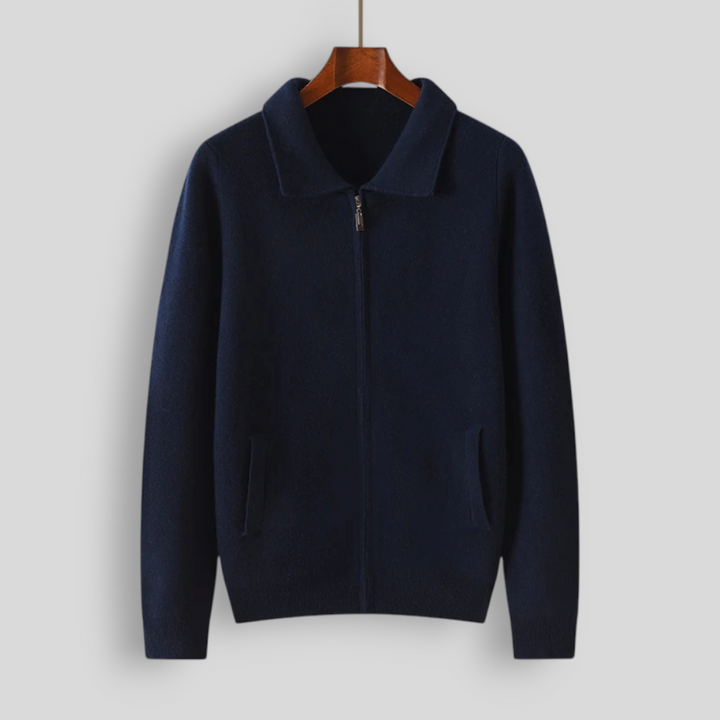 Sweter męski zapinany na zamek z czystej wełny merynosów – elegancki i ciepły