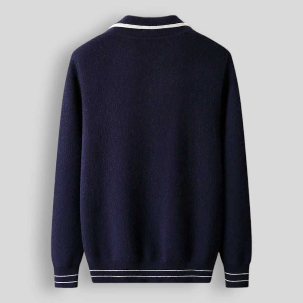 Ekskluzywna męska bluza dzianinowa z 100% wełny merino zapinana na zamek