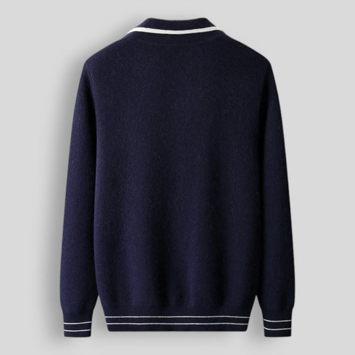 Ekskluzywna męska bluza dzianinowa z 100% wełny merino zapinana na zamek